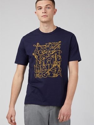 Camiseta Ben Sherman 0071378 035 music madness marine - Imagen 1