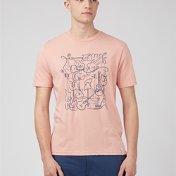 Camiseta Ben Sherman 0071378 501 music madness light pink - Imagen 1