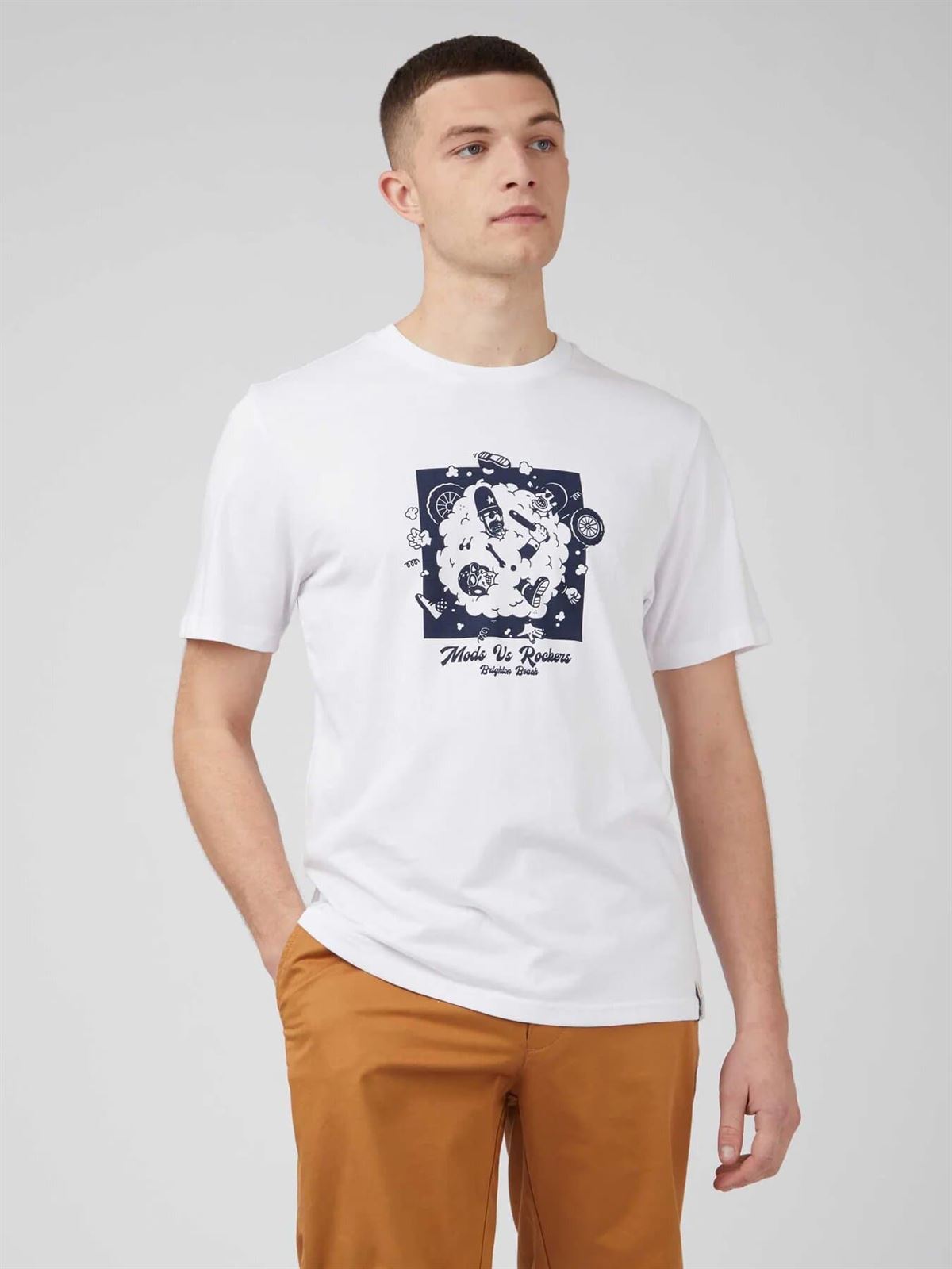 Camiseta Ben Sherman 0071379 010 Mods V Rockers white - Imagen 1