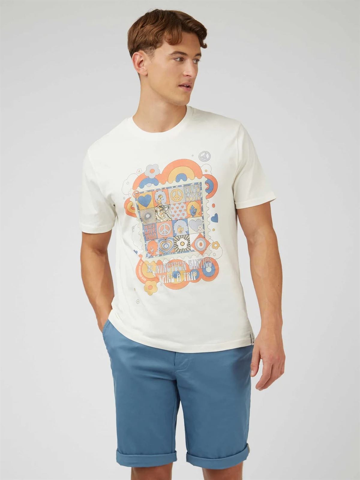 Camiseta Ben Sherman 0071387 015 1960'S Tee Ivory - Imagen 1