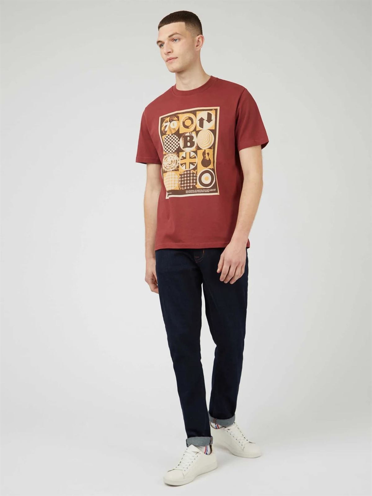 Camiseta Ben Sherman 0071388 039 1970'S maroon - Imagen 3