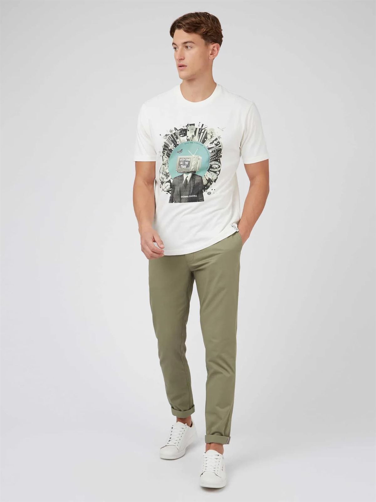 Camiseta Ben Sherman 0071392 015 2010S+ Tee ivory - Imagen 2