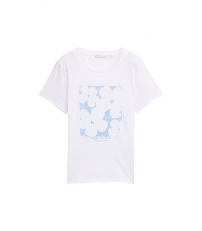 Camiseta Blanca Tom Tailor T-Shirt with print 1047858 20000 - Imagen 3