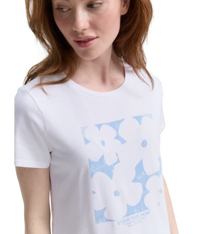 Camiseta Blanca Tom Tailor T-Shirt with print 1047858 20000 - Imagen 5
