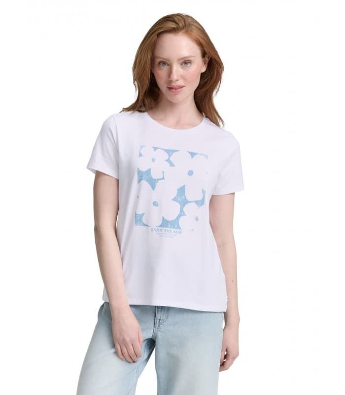 Camiseta Blanca Tom Tailor T-Shirt with print 1047858 20000 - Imagen 6