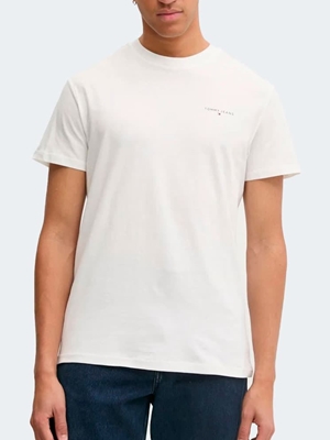 Camiseta Blanca Tommy Jeans Tjm Slim Linear Ches Ecru - Imagen 1