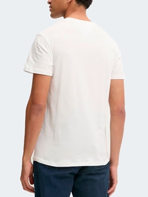 Camiseta Blanca Tommy Jeans Tjm Slim Linear Ches Ecru - Imagen 2