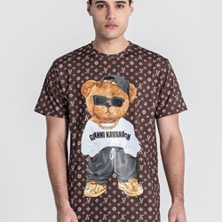 Camiseta Brown Logomania Bear Tee Gianni Kavanach GKM007146 - Imagen 1