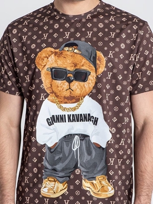 Camiseta Brown Logomania Bear Tee Gianni Kavanach GKM007146 - Imagen 2