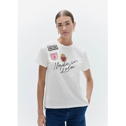 Camiseta con aberturas laterales LOLA CASADEMUNT LF2615044 con poarches blanco - Imagen 1