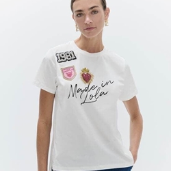 Camiseta con aberturas laterales LOLA CASADEMUNT LF2615044 con poarches blanco - Imagen 1