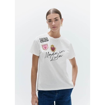 Camiseta con aberturas laterales LOLA CASADEMUNT LF2615044 con poarches blanco - Imagen 1