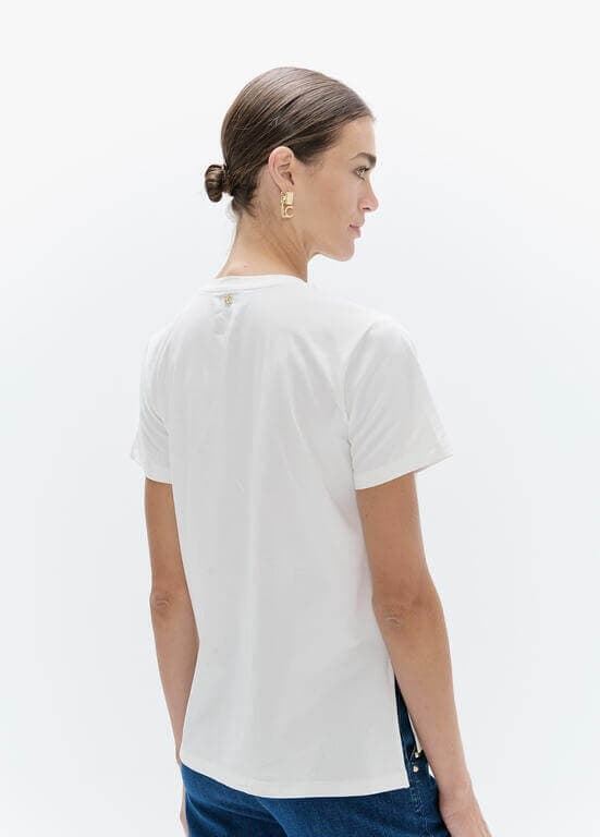 Camiseta con aberturas laterales LOLA CASADEMUNT LF2615044 con poarches blanco - Imagen 4