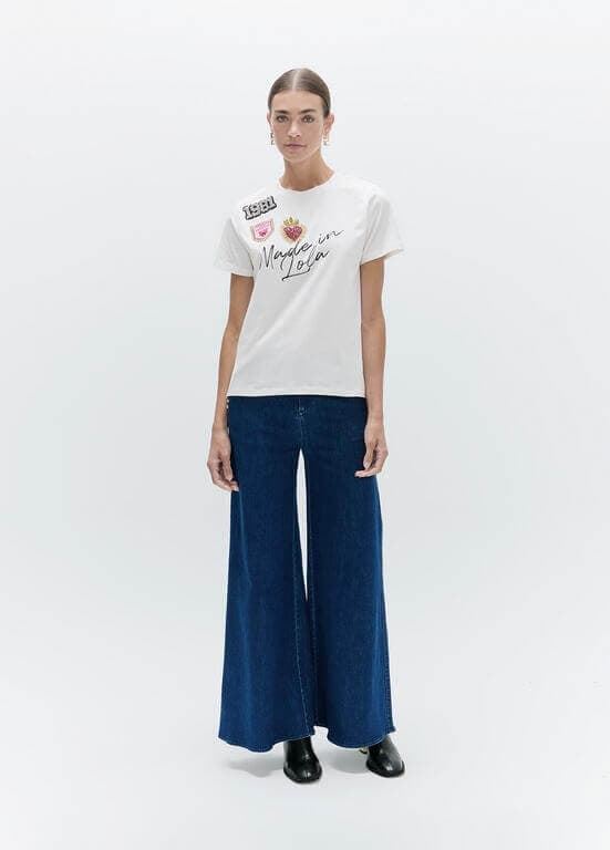 Camiseta con aberturas laterales LOLA CASADEMUNT LF2615044 con poarches blanco - Imagen 5
