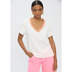 Camiseta cuello pica cinta blanco Lola Casademunt LS2615102 - Imagen 1