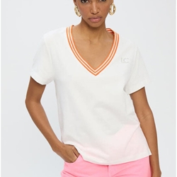 Camiseta cuello pica cinta blanco Lola Casademunt LS2615102 - Imagen 1