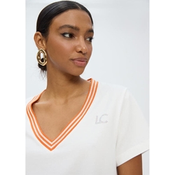 Camiseta cuello pica cinta blanco Lola Casademunt LS2615102 - Imagen 2