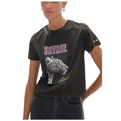 Camiseta gris  Lola Casademunt cuello pico sauvage LF2615049 - Imagen 1