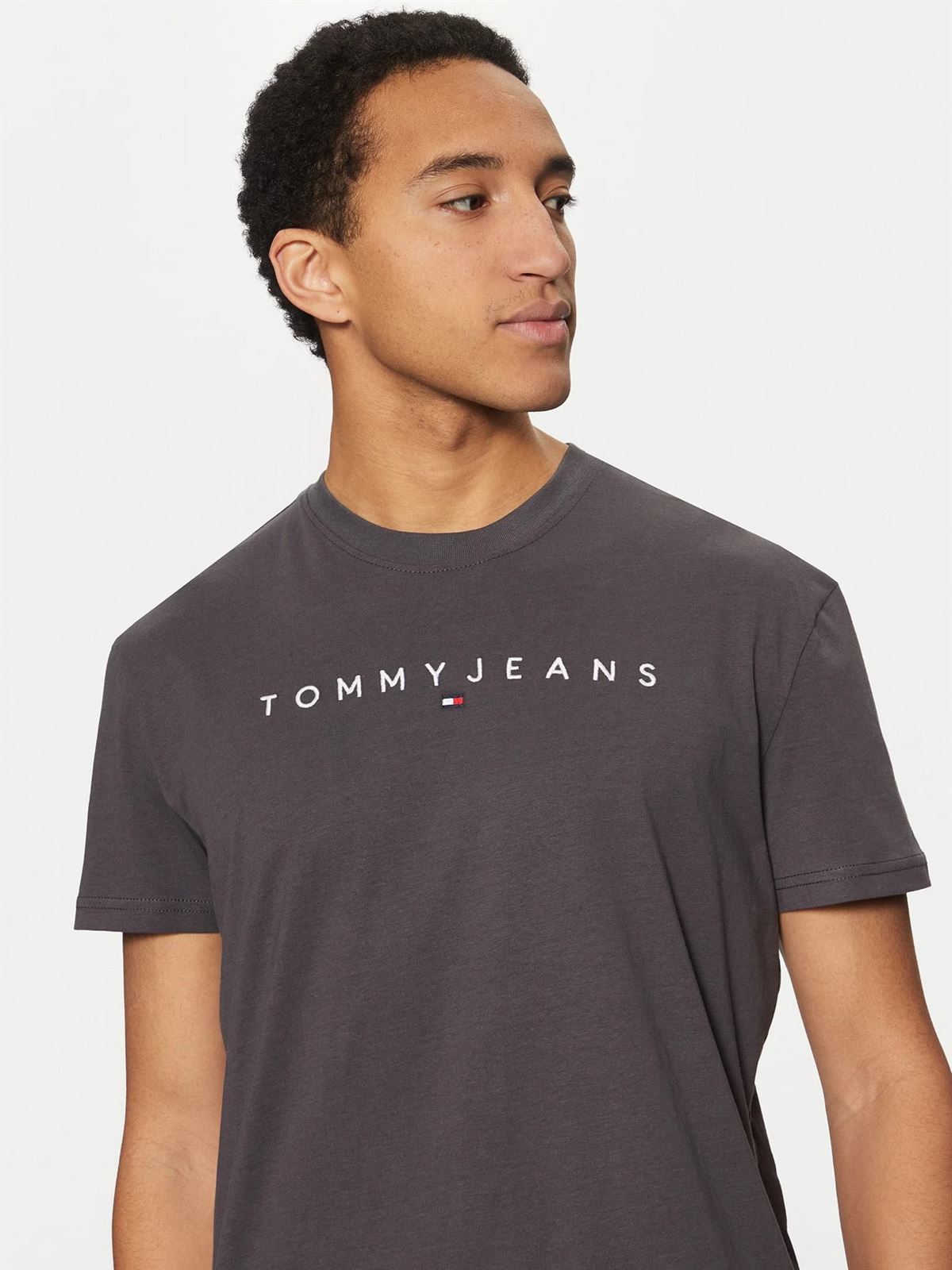 Camiseta Gris Oscuro Tommy Jeans Tjm Reg Linear Logo - Imagen 4