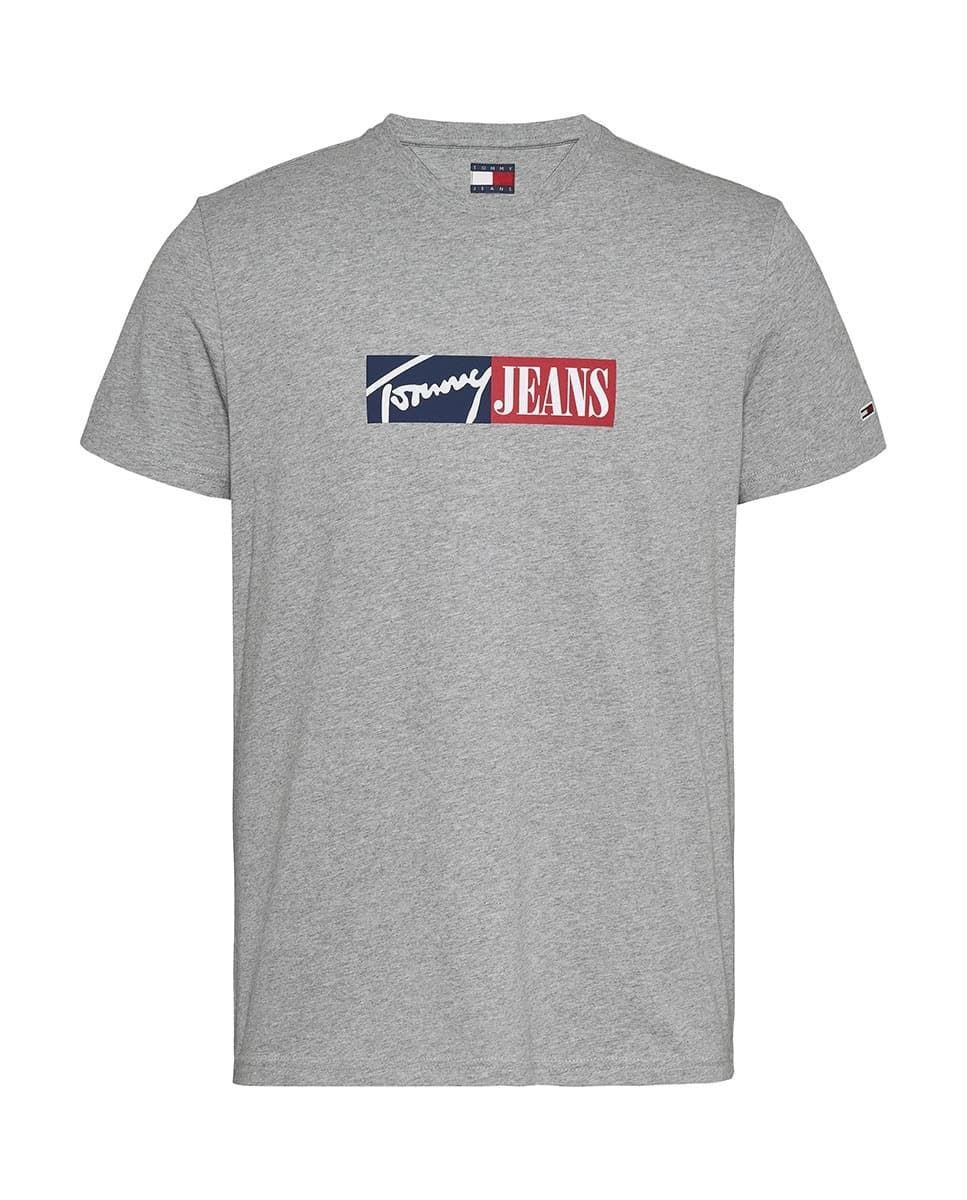 Camiseta Gris Tommy Jeans Tjm Slim EntryGraphic Tee Ext Grey Htr - Imagen 1