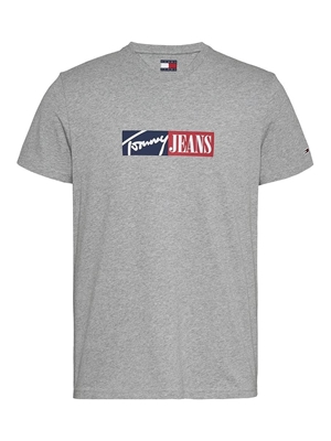 Camiseta Gris Tommy Jeans Tjm Slim EntryGraphic Tee Ext Grey Htr - Imagen 1