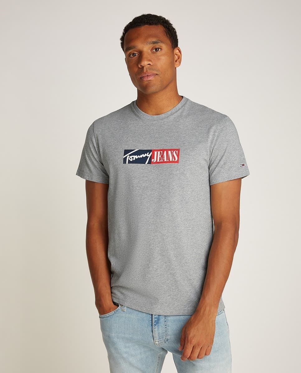 Camiseta Gris Tommy Jeans Tjm Slim EntryGraphic Tee Ext Grey Htr - Imagen 3