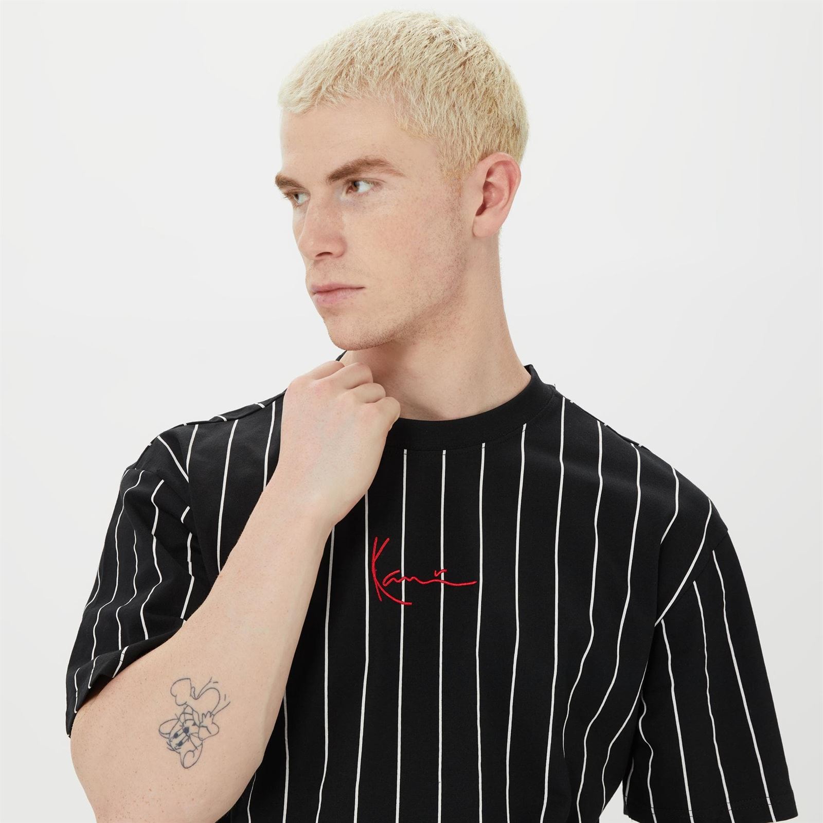 Camiseta KARL KANI 6030153 kk small signature pinstripe tee black/white - Imagen 2