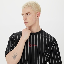 Camiseta KARL KANI 6030153 kk small signature pinstripe tee black/white - Imagen 2