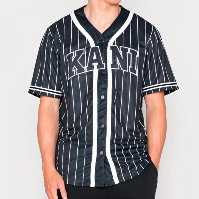 Camiseta KARL KANI 6033360 6033360 KK Sarif Pinstripe Baseball shirt black/white - Imagen 1