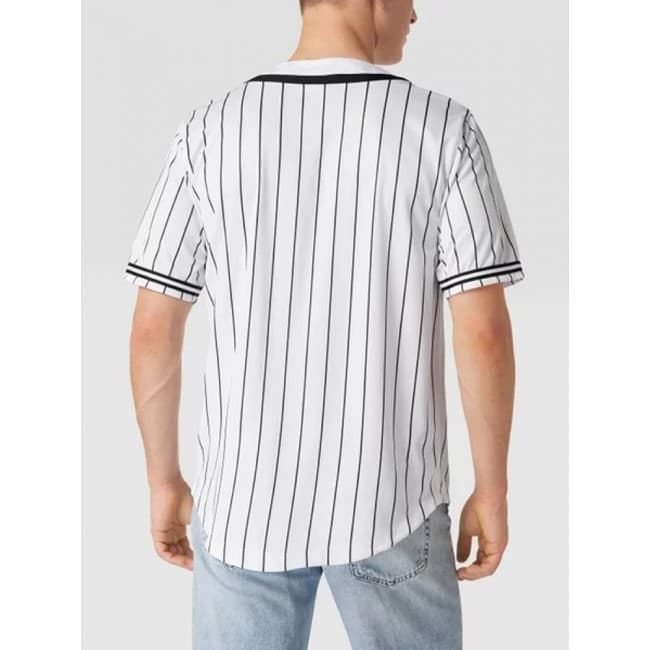 Camiseta KARL KANI 6033361 KK Sarif Pinstripe Baseball shirt white/black - Imagen 3