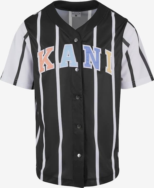 Camiseta Karl Kani 6033552 KM241-040-2 sERIF STRIPED BLOCK BASEBALL BLACK/WHITE - Imagen 1