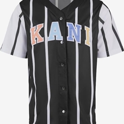 Camiseta Karl Kani 6033552 KM241-040-2 sERIF STRIPED BLOCK BASEBALL BLACK/WHITE - Imagen 1