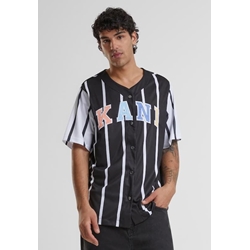 Camiseta Karl Kani 6033552 KM241-040-2 sERIF STRIPED BLOCK BASEBALL BLACK/WHITE - Imagen 2