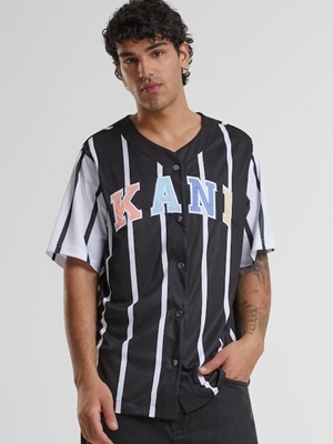Camiseta Karl Kani 6033552 KM241-040-2 sERIF STRIPED BLOCK BASEBALL BLACK/WHITE - Imagen 2