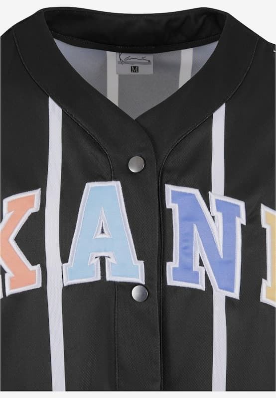 Camiseta Karl Kani 6033552 KM241-040-2 sERIF STRIPED BLOCK BASEBALL BLACK/WHITE - Imagen 4