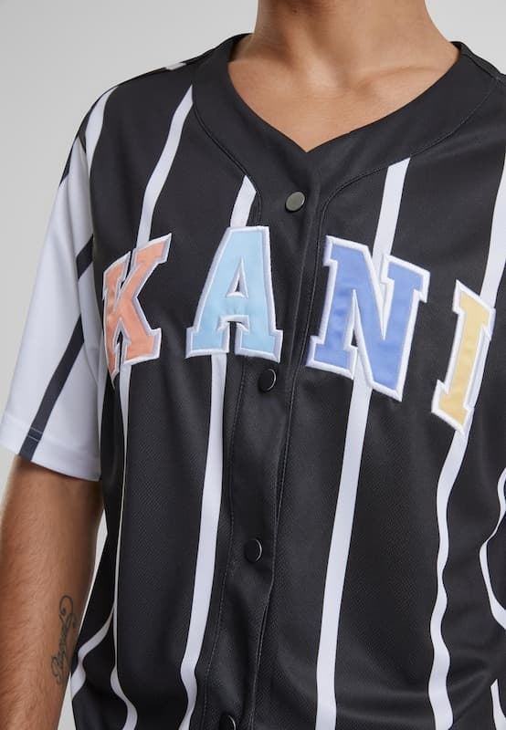 Camiseta Karl Kani 6033552 KM241-040-2 sERIF STRIPED BLOCK BASEBALL BLACK/WHITE - Imagen 6