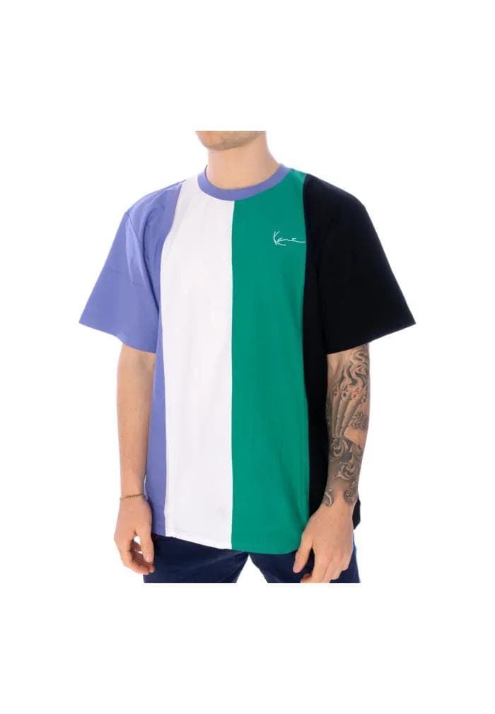 Camiseta KARL KANI 6038520 KK Chest Signature OS striped tee purple/black/green - Imagen 1