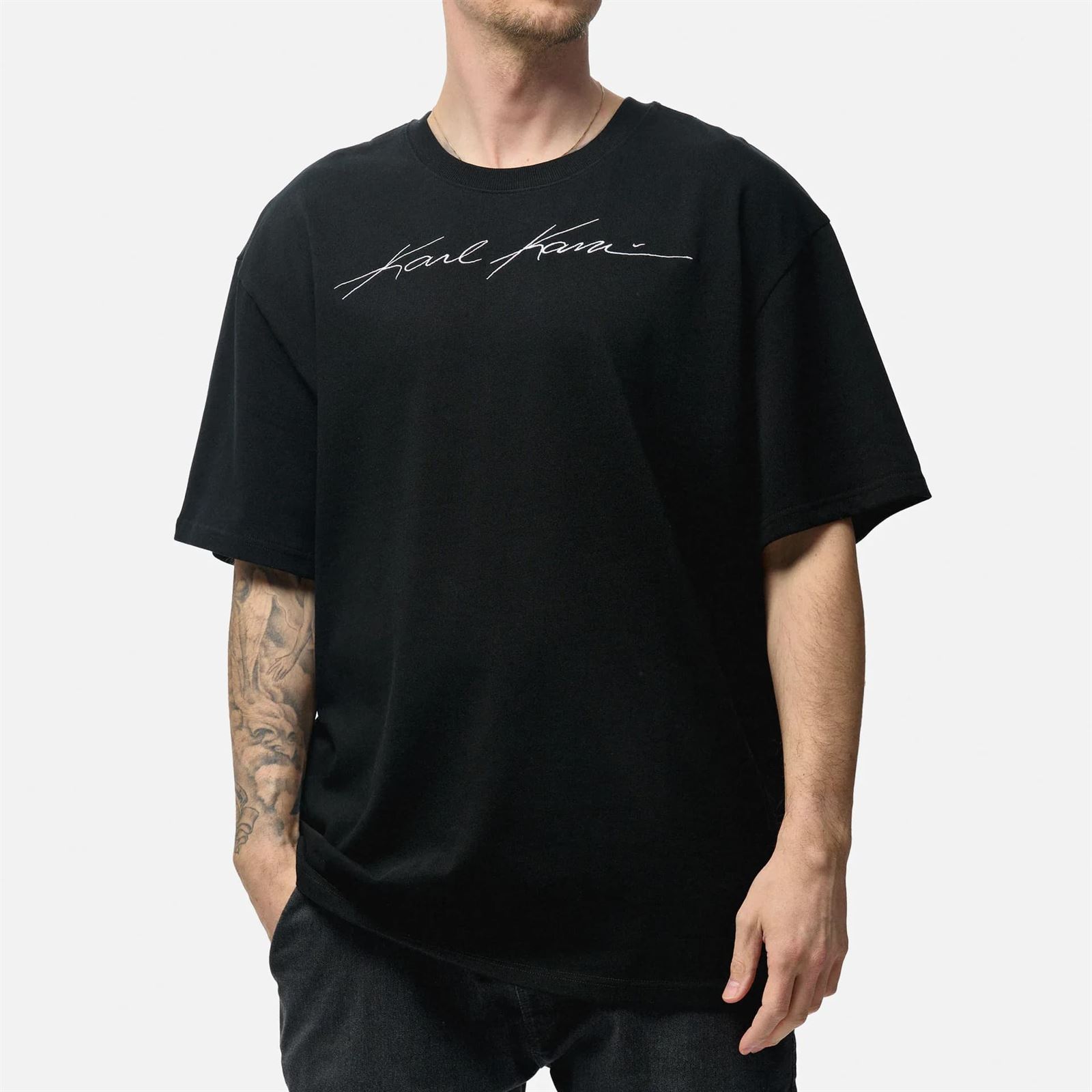 Camiseta Karl Kani 6069170 Autograph Heavy Jersey Boxy Tee Black - Imagen 1