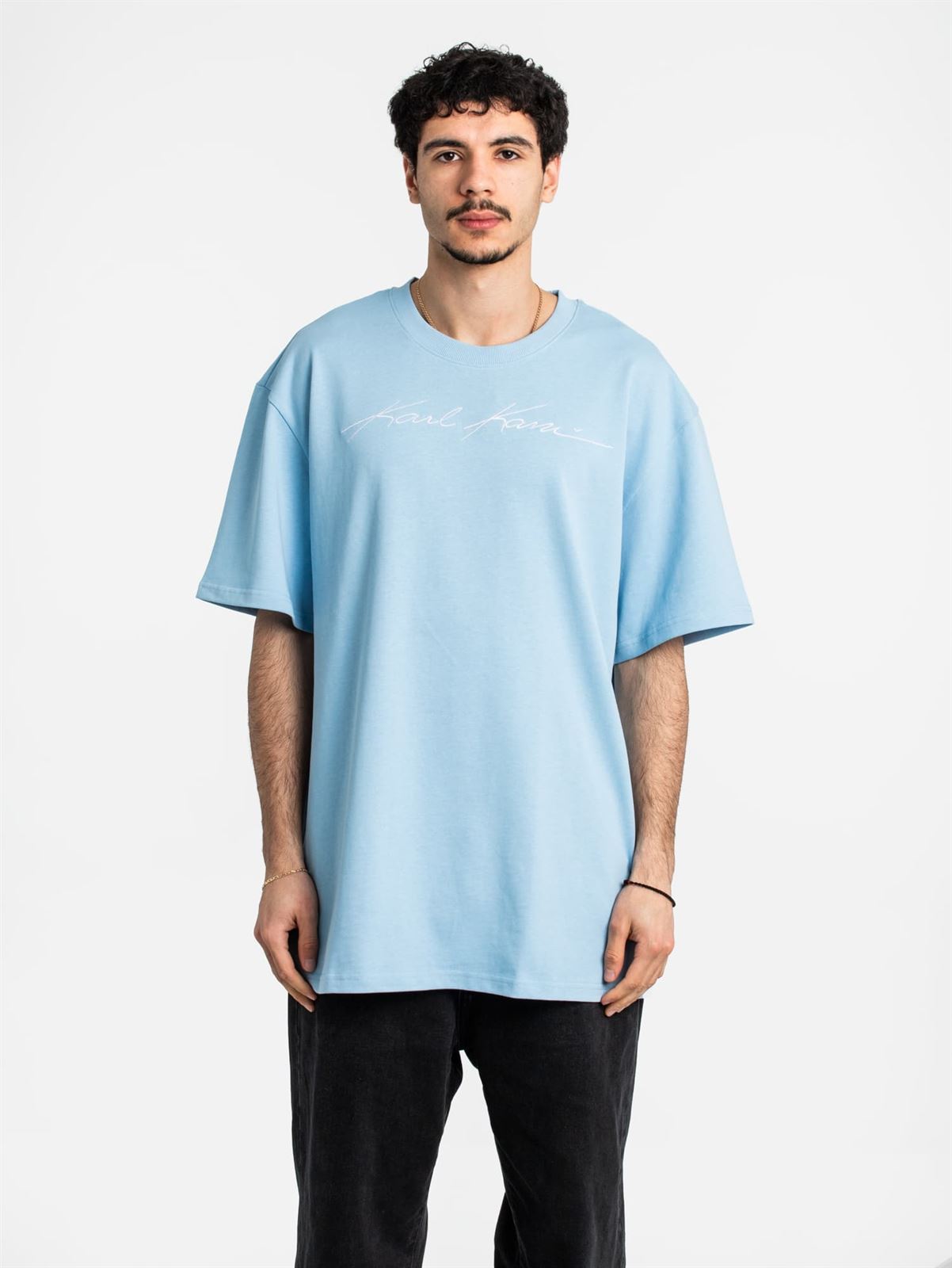 Camiseta Karl Kani 6069174 KM241-059-4 Autograph Heavy Jersey light blue - Imagen 5