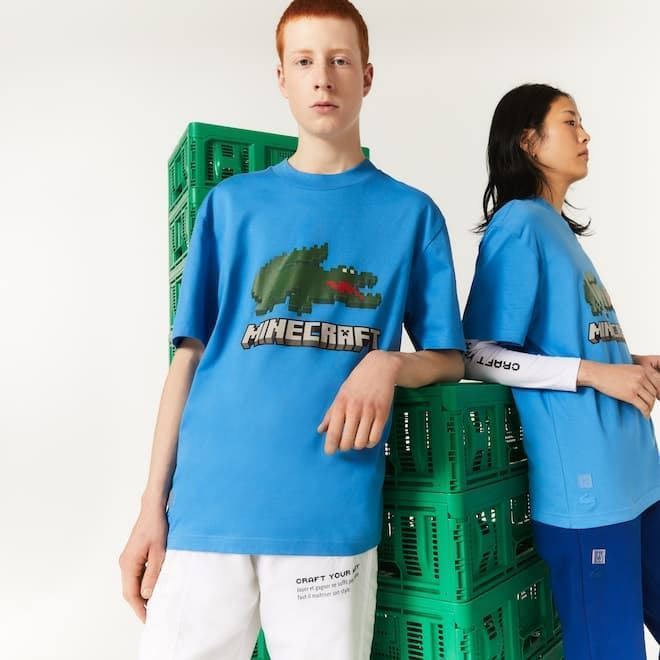 Camiseta Lacoste x Minecraft TH5038 00 L99 azul - Imagen 1