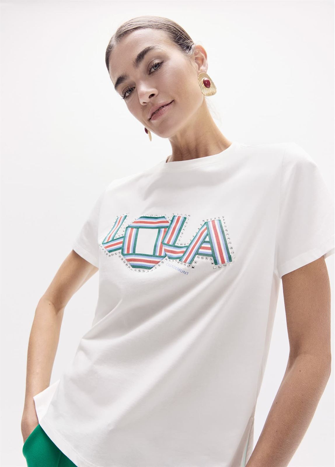Camiseta Lola Casademunt cuello caja White LF2615045 - Imagen 1