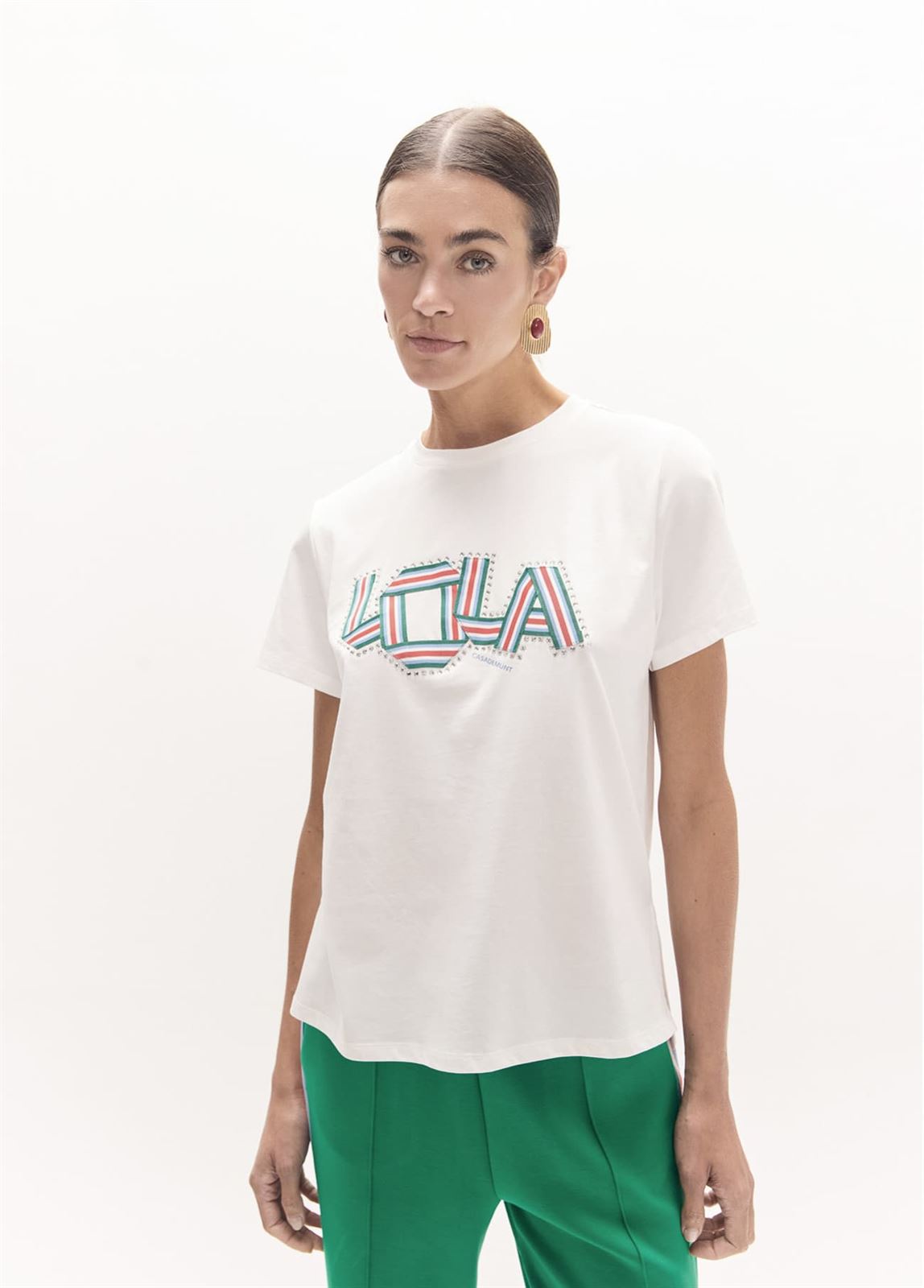 Camiseta Lola Casademunt cuello caja White LF2615045 - Imagen 2