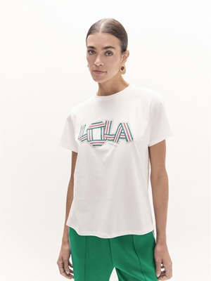 Camiseta Lola Casademunt cuello caja White LF2615045 - Imagen 2