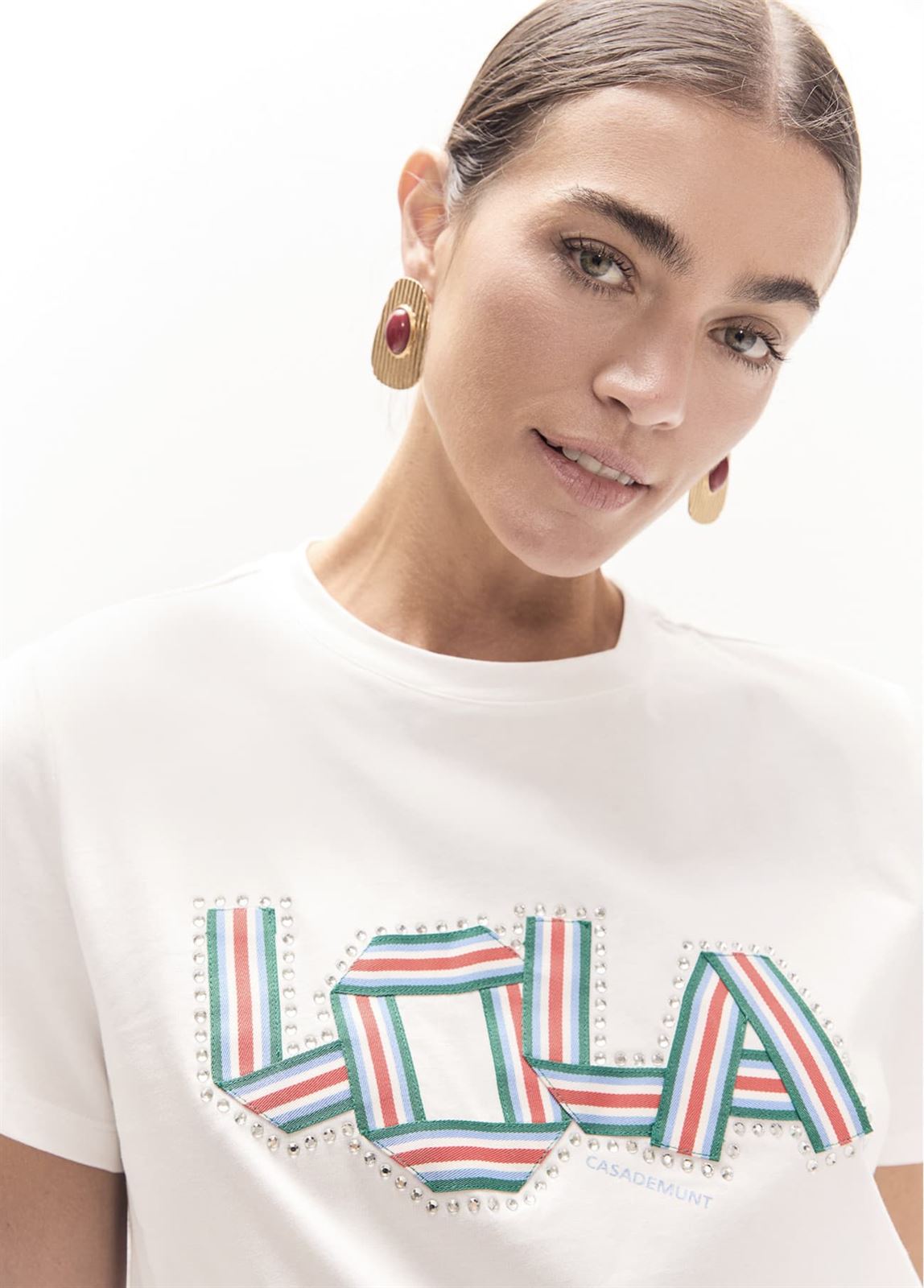 Camiseta Lola Casademunt cuello caja White LF2615045 - Imagen 3