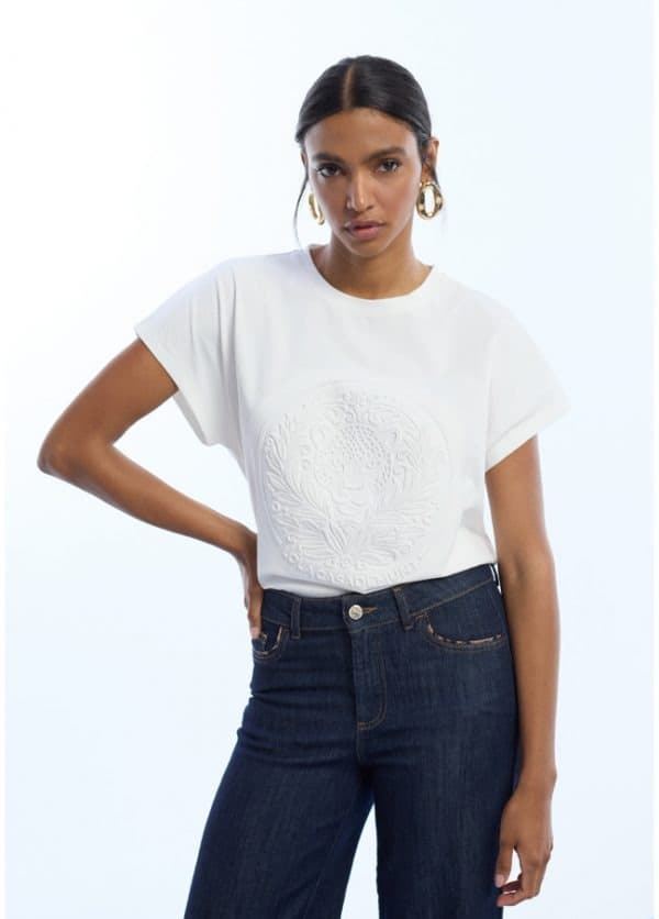 Camiseta LOLA CASADEMUNT LS2615042 camiseta logo embossing blanco - Imagen 1
