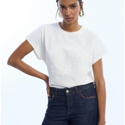 Camiseta LOLA CASADEMUNT LS2615042 camiseta logo embossing blanco - Imagen 1