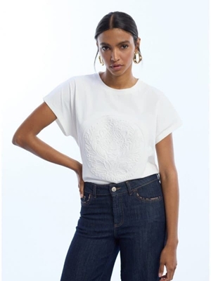 Camiseta LOLA CASADEMUNT LS2615042 camiseta logo embossing blanco - Imagen 1