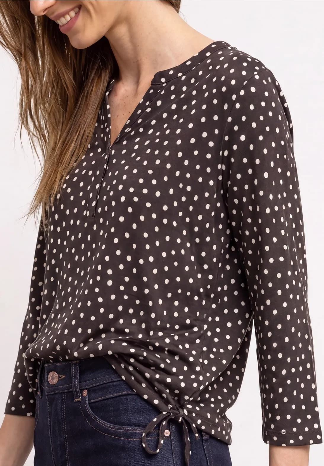 Camiseta manga larga STREET ONE 325621 27874 printed jersey shirt black coffee - Imagen 4