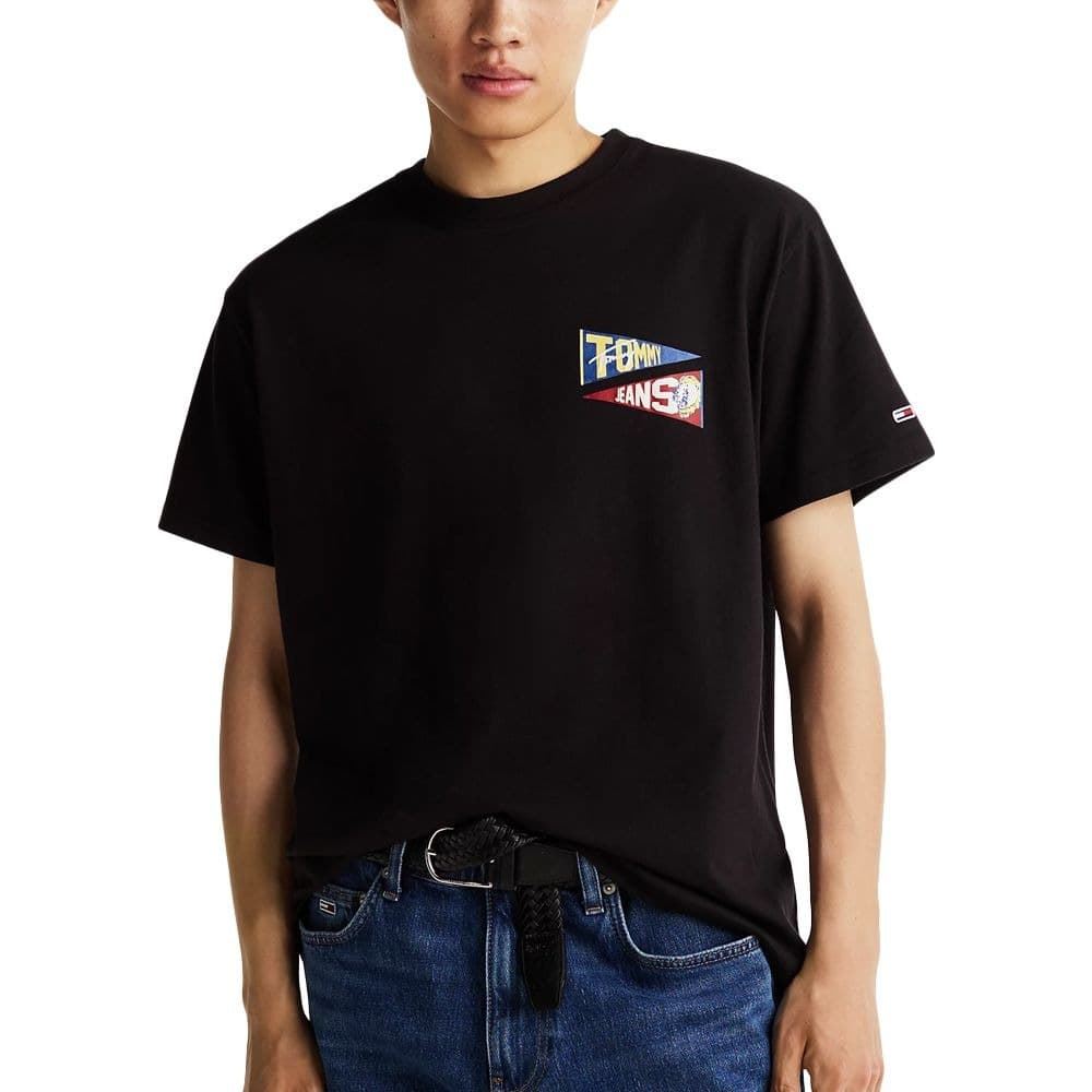 Camiseta Negra Tommy Jeans Rlx Uni Flag Tiger Tee Black - Imagen 1