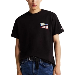 Camiseta Negra Tommy Jeans Rlx Uni Flag Tiger Tee Black - Imagen 1